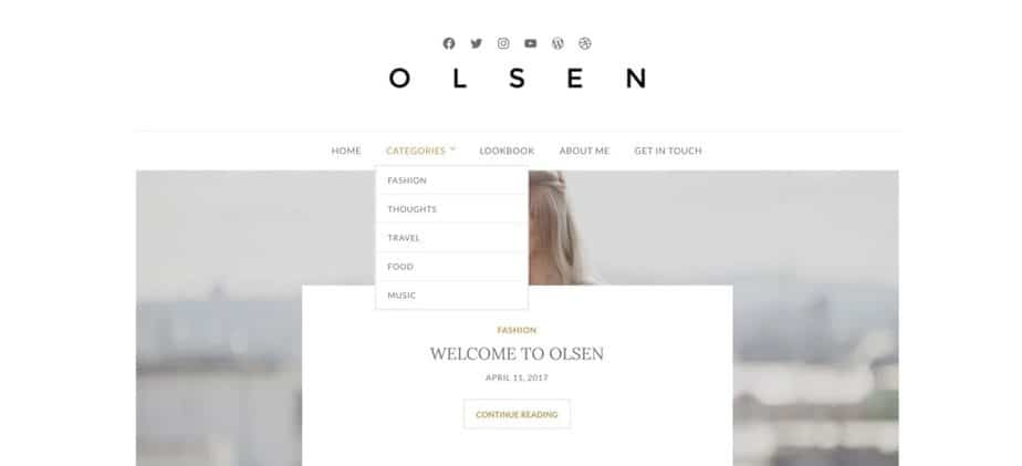  Olsen - Le meilleur thème WordPress pour les blogs de mode de vie et de mode