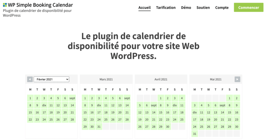 WP Simple Booking Calendar - Le meilleur pour les vues du calendrier