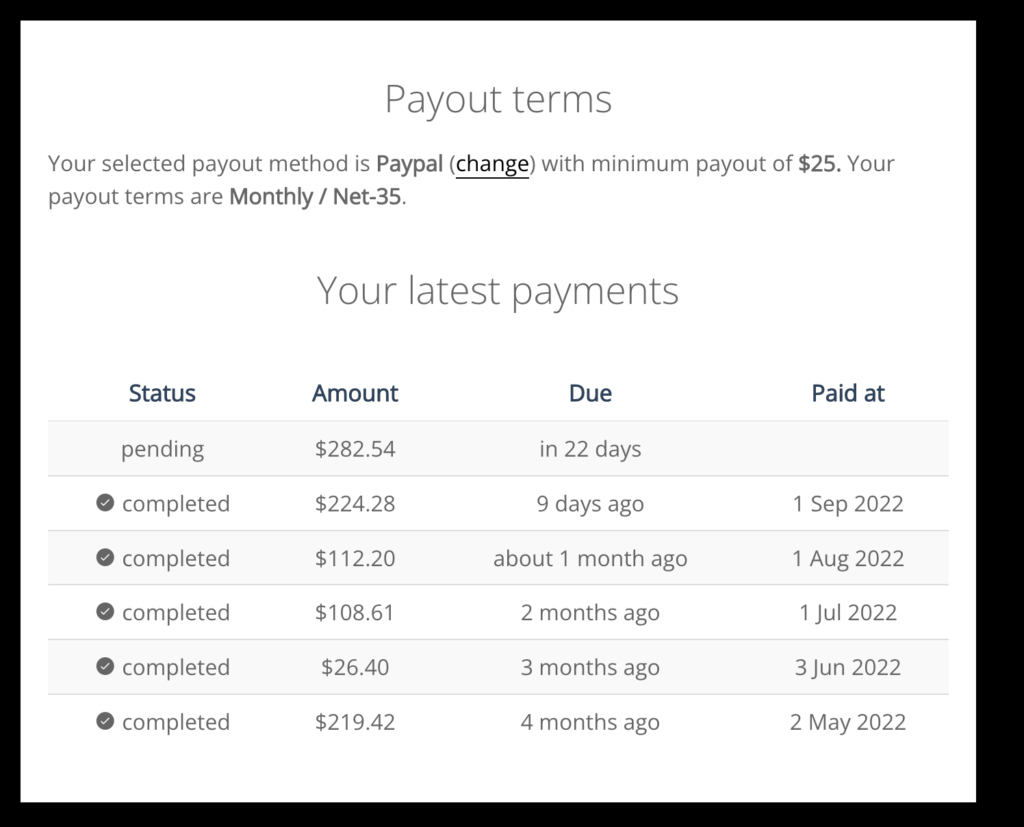 previous payments of jasper affiliate program