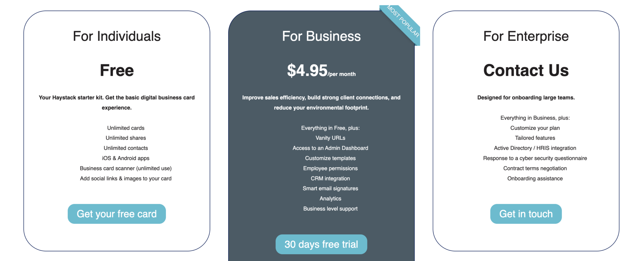 Digital Business Cards pricing