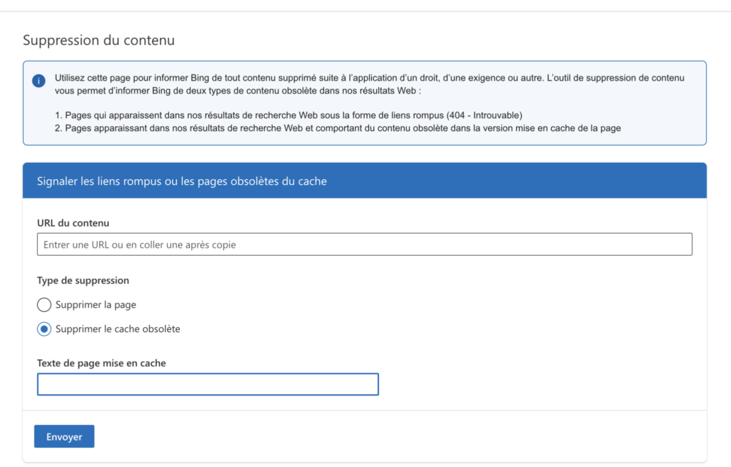 Suppression du Cache Obsolète de Bing